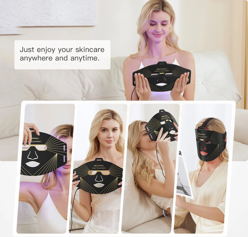 מסכת לד לטיפול פנים Iborria M226-2 LED FACE MASK בצבע שחור