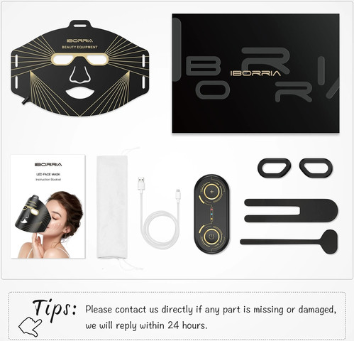 מסכת לד לטיפול פנים Iborria M226-2 LED FACE MASK בצבע שחור