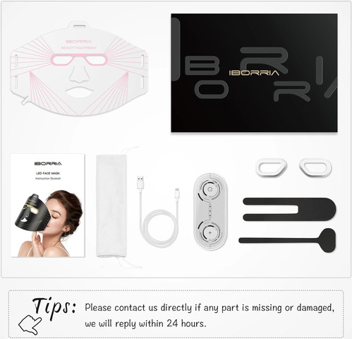 מסכת לד לטיפול פנים Iborria M226-2 LED FACE MASK בצבע לבן
