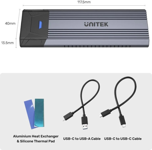 UNITEK מארז SSD SolidForce USB-C ל-NVMe/SATA M.2 S1204B בצבע שחור