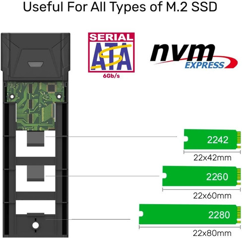 UNITEK מארז SSD SolidForce USB-C ל-NVMe/SATA M.2 S1204B בצבע שחור