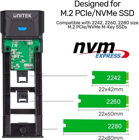 מארז חיצוני לכונן UNITEK SolidForce PCIe / NVMe M.2 SSD Lite