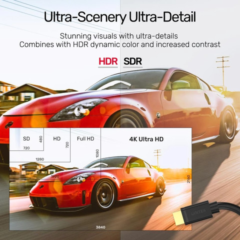 כבל HDMI 2.0 באורך 3 מטר UNITEK 4K 60Hz