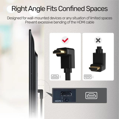כבל HDMI 2.0 זווית ישרה 270° באורך 3 מטר UNITEK