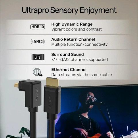 כבל HDMI 2.0 זווית ישרה 270° באורך 3 מטר UNITEK