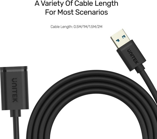 כבל USB 3.0 מאריך 1 מ' UNITEK בצבע שחור