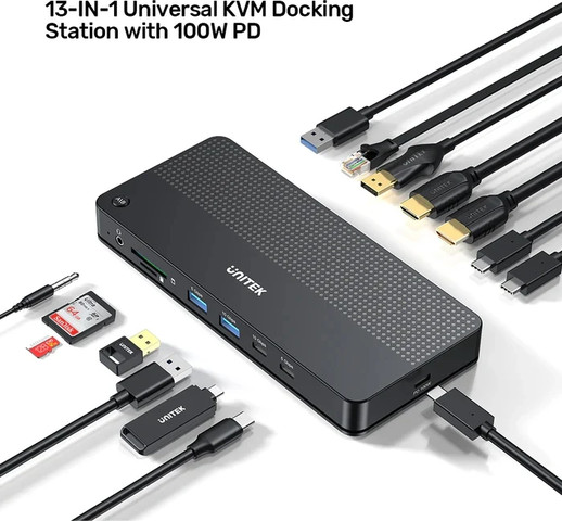 תחנת עגינה אוניברסלית UNITEK D1103A01 עם KVM