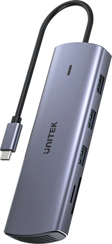 מולטיפורט UNITEK 9 ב-1 בחיבור USB-C בצבע אפור חלל