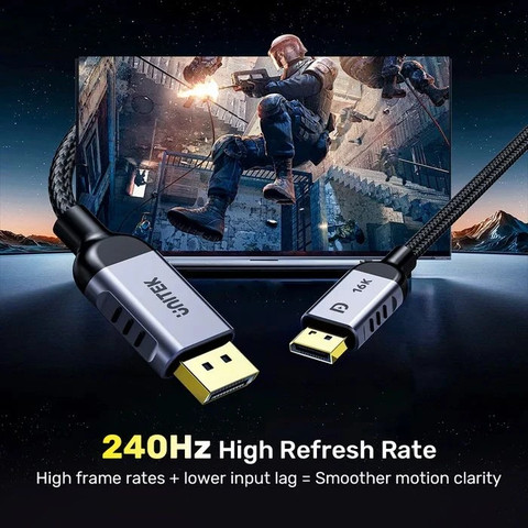 כבל Displayport UNITEK באורך 1 מטר ברזולוציה עד 16K@60Hz