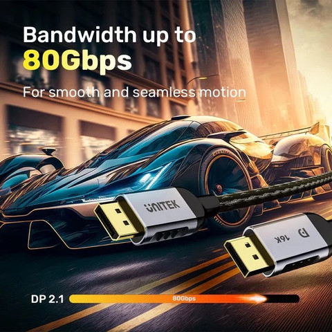 כבל Displayport UNITEK 1.5 מטר ברזולוציה עד 16K@60Hz