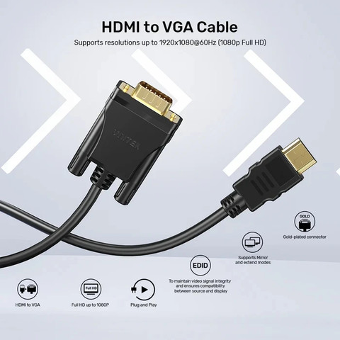 כבל HDMI ל-VGA UNITEK באורך 2 מטר