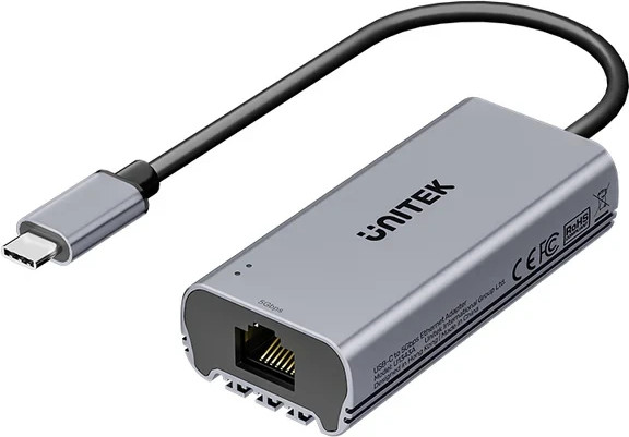 מתאם USB-C Unitek לרשת 5Gbps בצבע אפור חלל