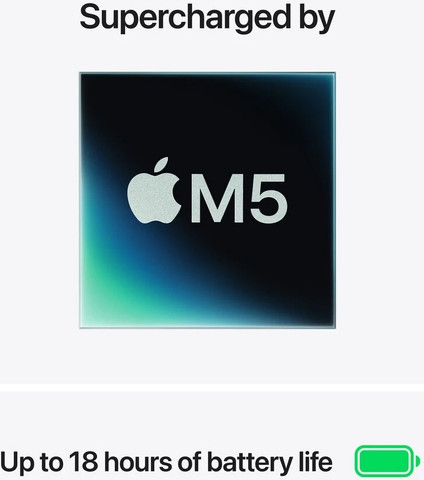 מחשב Apple MacBook Air 13 M5 Chip 10-Core CPU, 10-Core GPU, 1TB SSD Storage, 16GB Unified Memory - צבע Silver - מקלדת עברית / אנגלית - דגם Z1L1000E7