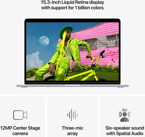 מחשב Apple MacBook Air 13 M5 Chip 10-Core CPU, 10-Core GPU, 1TB SSD Storage, 16GB Unified Memory - צבע Silver - מקלדת עברית / אנגלית - דגם Z1L1000E7