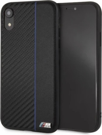 מגן טלפון CG MOBILE IPhone XR BMW M COLLECTION Carbon PU & Red Stripe בצבע Navy