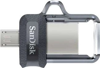 זיכרון נייד SanDisk Ultra OTG Dual Drive m3.0 - דגם SDDD3-064G-G46 - נפח 64GB - צבע אפור