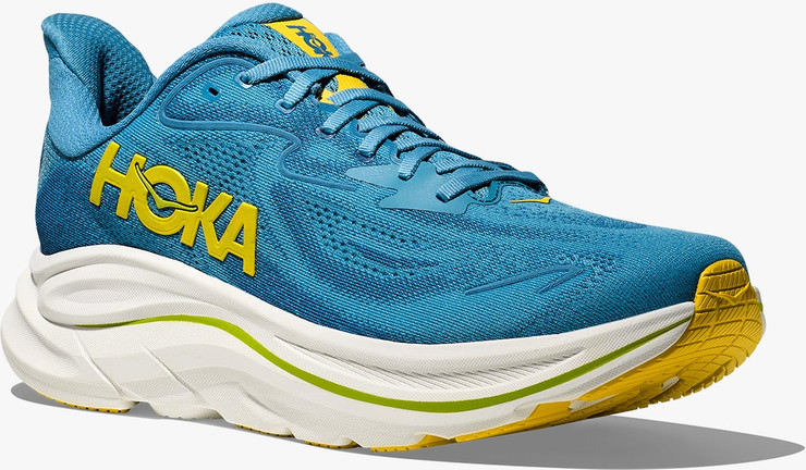 HOKA CLIFTON WIDE 10 - נעלי ספורט גברים הוקה קליפטון 10 רחבות בצבע תכלת צהוב