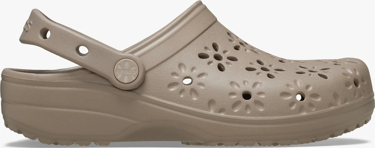 Crocs Classic Floral Cut Out Clog - כפכפי קרוקס לנשים בצבע טאופ