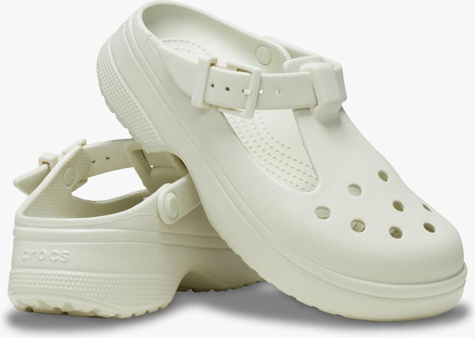 Crocs Classic Mary Jane Clog - כפכפי קרוקס לנשים מרי ג'ין בצבע קרם