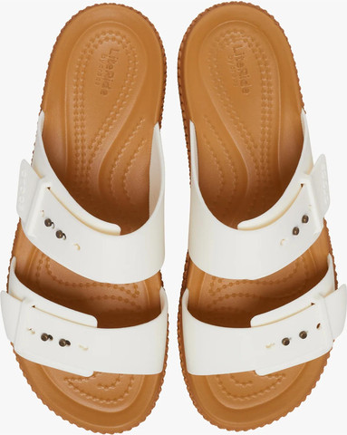 Crocs Brooklyn Woven Buckle - כפכפי פלטפורמה קרוקס לנשים עם סוליה קלועה בצבע לבן גיר