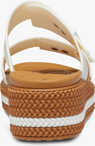 Crocs Brooklyn Woven Buckle - כפכפי פלטפורמה קרוקס לנשים עם סוליה קלועה בצבע לבן גיר