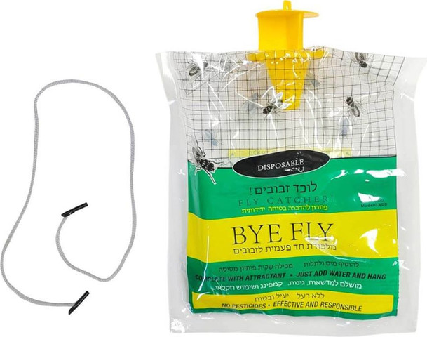 מלכודת זבובים בשקית חד פעמית - BYE FLY - קרטון 50 יחידות