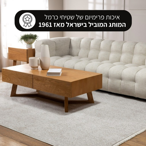 שטיח מודרני עם פרנזים בעיצוב אחיד – דגם סקאי 03 בצבע בז'