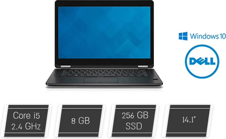 מחשב נייד מחודש E7470 Latitude מסך "14 מעבד 8GB 256GB SSD i5 מבית Dell