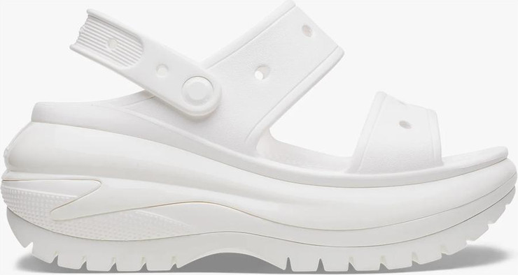 Crocs Classic Mega Crush Sandal - סנדל פלטפורמה קרוקס לנשים בצבע עצם