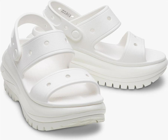 Crocs Classic Mega Crush Sandal - סנדל פלטפורמה קרוקס לנשים בצבע עצם