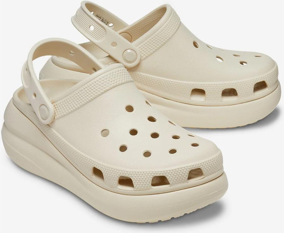 Crocs Classic Crush Clog - כפכפי פלטפורמה קרוקס קראש לנשים בצבע קרם