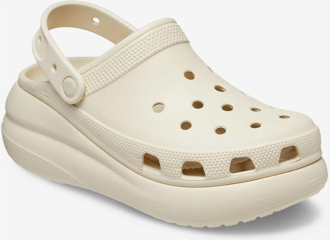 Crocs Classic Crush Clog - כפכפי פלטפורמה קרוקס קראש לנשים בצבע קרם