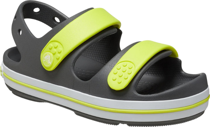 Crocs Crocband Cruiser Sandal T - סנדלי קרוקבנד לילדים בצבע אפור/ירוק זרחני מידות קטנות