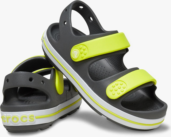 Crocs Crocband Cruiser Sandal T - סנדלי קרוקבנד לילדים בצבע אפור/ירוק זרחני מידות קטנות