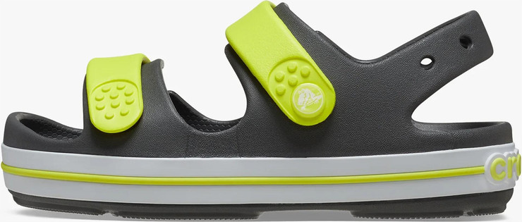 Crocs Crocband Cruiser Sandal T - סנדלי קרוקבנד לילדים בצבע אפור/ירוק זרחני מידות קטנות