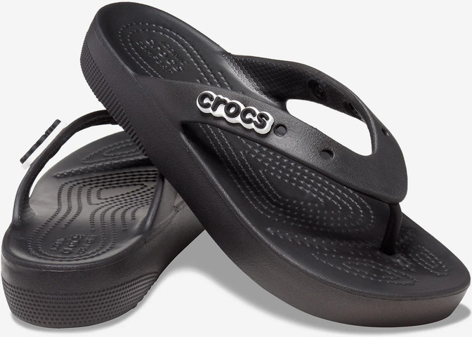Crocs Classic Platform Flip - כפכפי אצבע פלטפורמה לנשים קרוקס בצבע שחור
