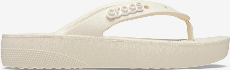 Crocs Classic Platform Flip - כפכפי אצבע פלטפורמה לנשים קרוקס בצבע קרם