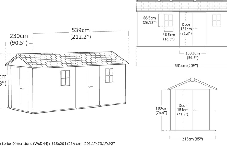 מחסן גינה ניוטון פלוס 7.5x17 רחב+2 דלתות - פסגת הטכנולוגיה והעיצוב בעולם מחסני הגינה