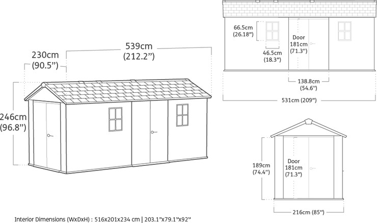 מחסן גינה ניוטון פלוס 7.5x17 רחב+2 דלתות - פסגת הטכנולוגיה והעיצוב בעולם מחסני הגינה