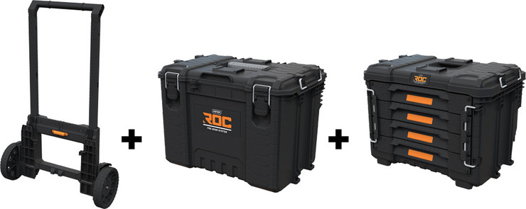 מערכת כלים מקצועית ניידת - ארגז כלים XL + 4 מגירות ROC
