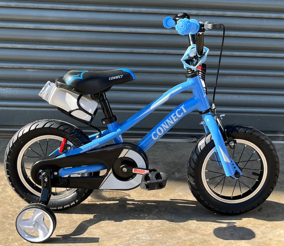אופניים לילדים קונקט פרימיום Connect Premium שלדת אלומיניום, גלגלי "14 וגלגלי עזר לגילאי 3-4 - תכלת