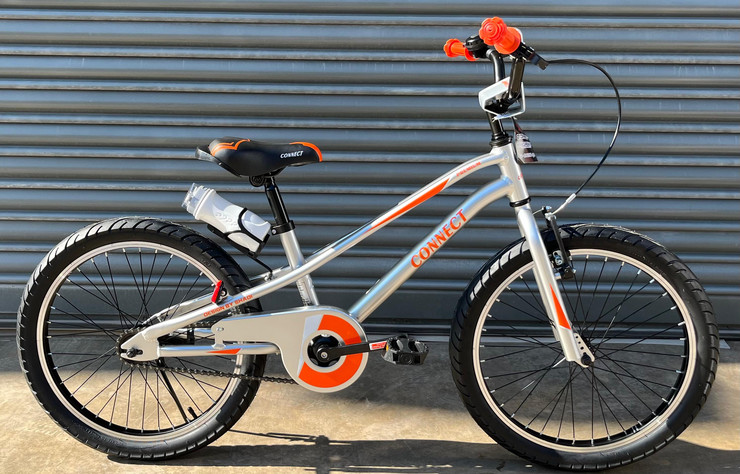 אופניים לילדים קונקט פרימיום Connect Premium שלדת אלומיניום, גלגלי "18 וגלגלי עזר לגילאי 5-6 - כסוף