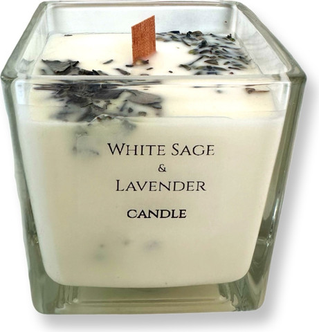 Lavender & White Sage | נר יוקרתי טבעי לבנדר ומרווה לבנה