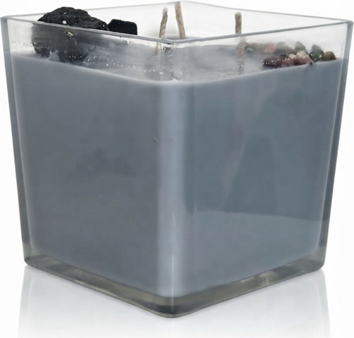 Obsidian & Tourmaline Candle-נר יוקרתי גדול מעוצב עם טורמלין שחור, אובסידיאן