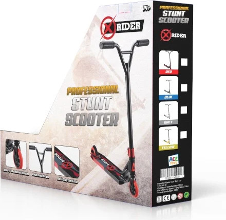 קורקינט פעלולים מקצועי X-RIDER בצבע אדום – דגם ABEC11R