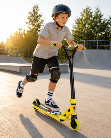קורקינט פעלולים מקצועי X-RIDER בצבע צהוב – דגם ABEC11Y