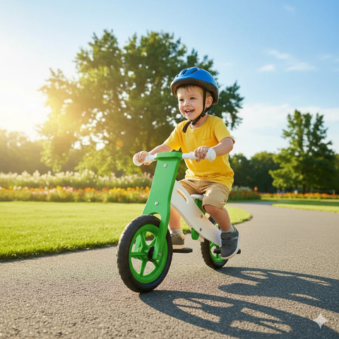 אופני איזון ודחיפה מעץ לילדים בצבע ירוק – דגם GDbalancebikeG
