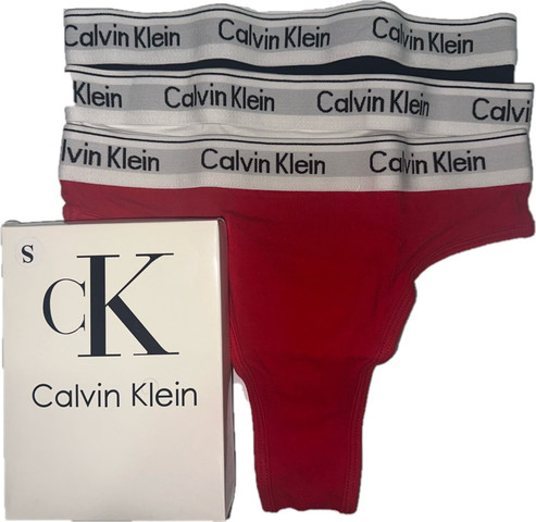 מארז תחתוני נשים Calvin Klein שלושה צבעים לבן שחור ואדום