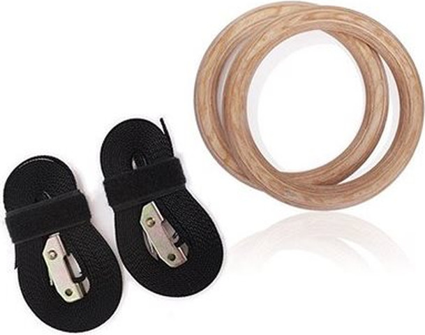 טבעות אולימפיות מעץ + רצועות לאימון קרוספיט