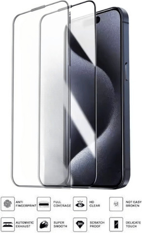 2 יחידות מגן מסך לאייפון זכוכית מלאה iPhone 16 Plus